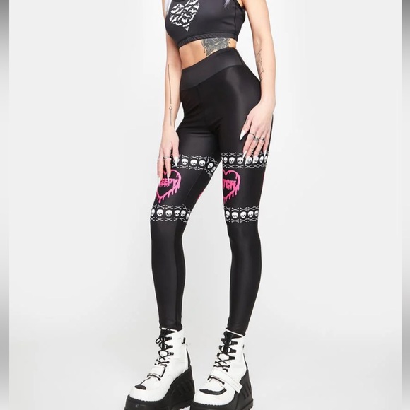 NWT Too Fast Creepy Lil B*tch High Waist Leggings Size XL - Picture 5 of 10